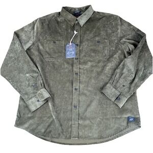 Weatherproof Vintage Size XXL Olive Corduroy Button Down Shirt Long-sleeve